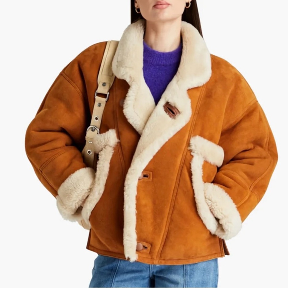 SANDRO Royal 100% Shearling Leather Jacket - Picture 2 of 14